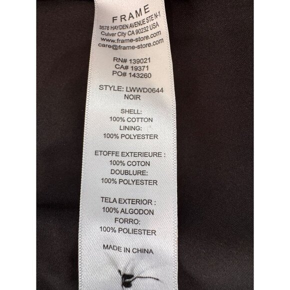 New Frame Women's Size XL Black Smocked Button-Down Dress Short Puff Sleeves - Picture 13 of 14